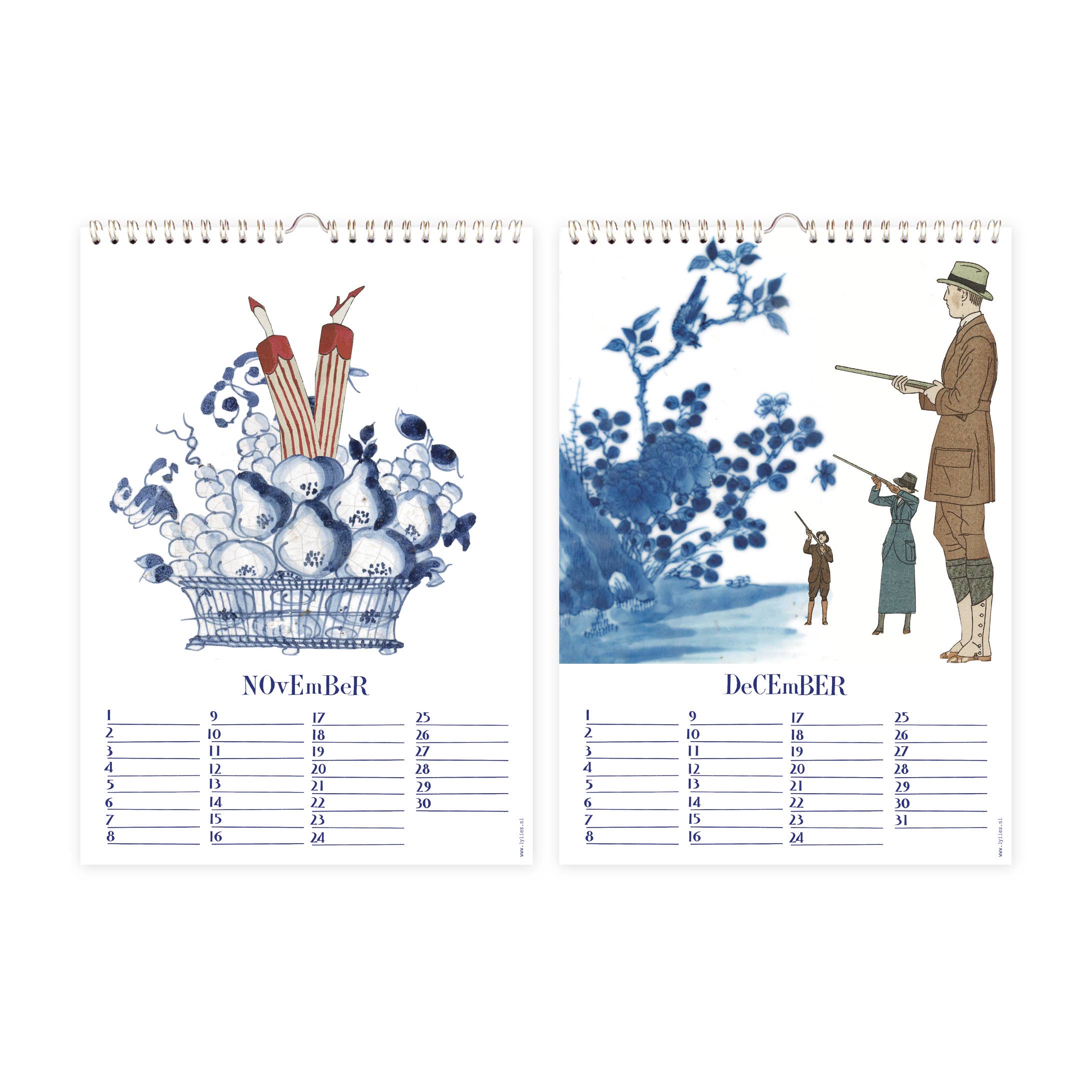 Verjaardagskalender 'Dutch Blue' collages Rijksmuseum A4